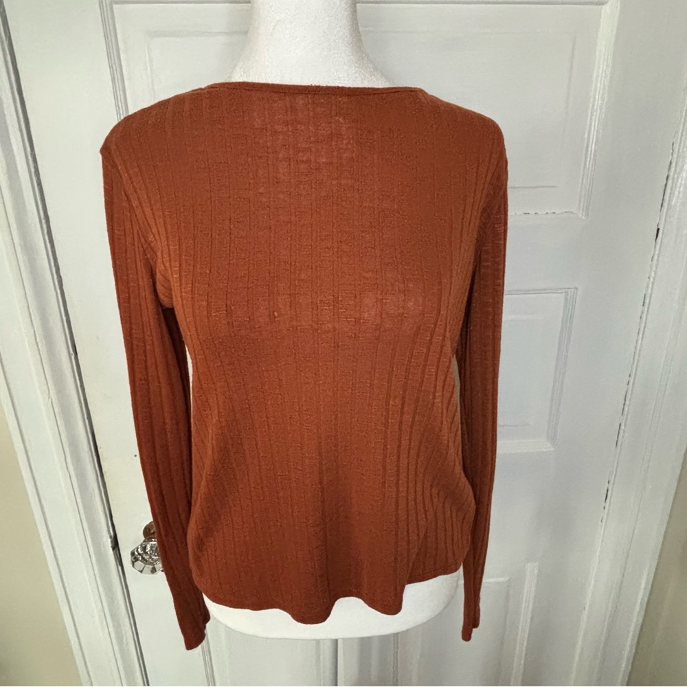 Prologue Terracotta Ribbed Knit Top